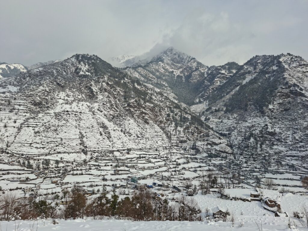 Snow-Covered village in Surma Bajhang Nepal